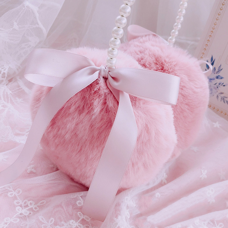 Plush Pearl Bow Warm Lolita Earmuffs