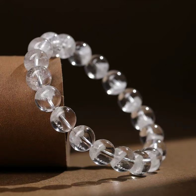 Natural Amethyst Bracelet Light Purple Round Beaded Chain Energy Jewelry For Women