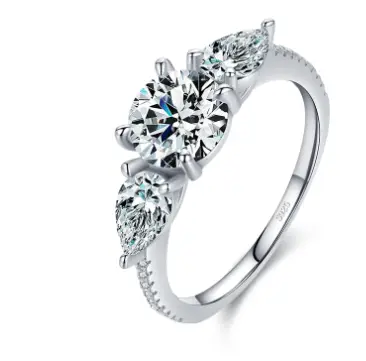 Fashion S925 Sterling Silver Simulation Diamond Bright Ring