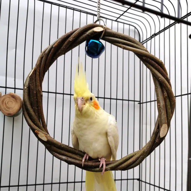 Bird Standing Frame Rattan Ring Chewing Toy Bird Cage About 20Cm - Shop at LoveMi