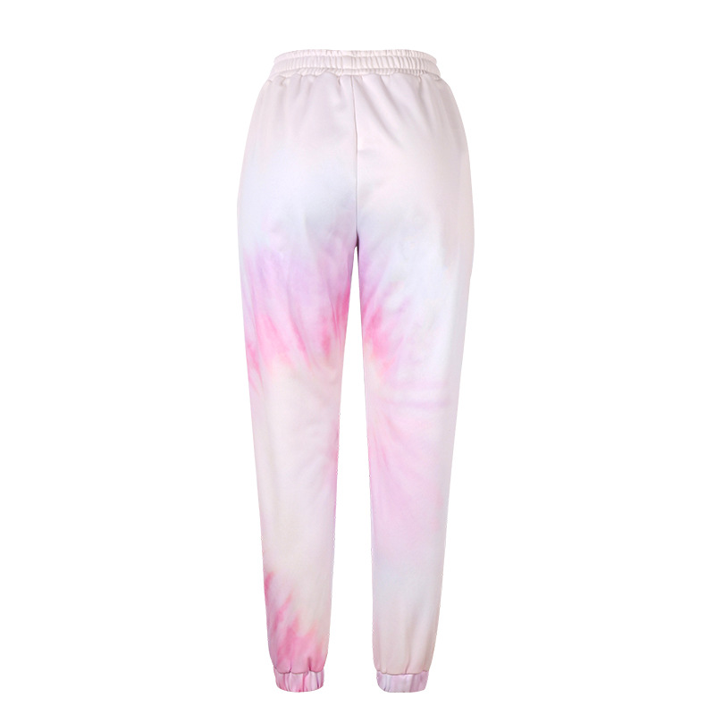 Tie-Dye Printed High-Waist Casual Loose Trousers
