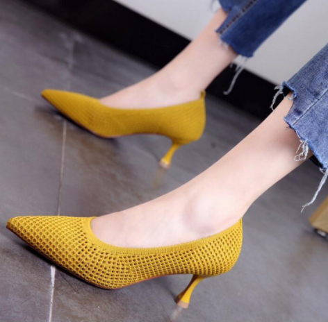 Pointed Toe High Heels Shallow Mouth Stiletto Net Red Shoes
