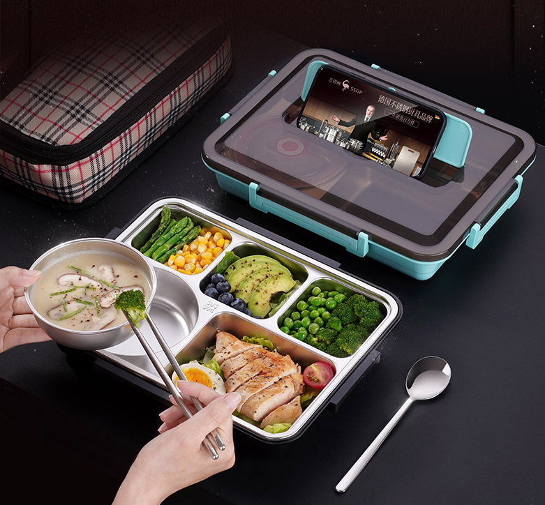 Stainless Steel Student Large Capacity Split Lunch Box Set