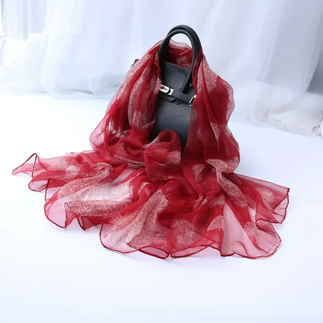 Ladies Fashion Decorative Versatile Silk Scarf 02Red - Shop at LoveMi