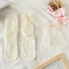 Lolita Cute Soft Girl Satin Lace Socks - Skin Tone Suit-35To39 - View 1