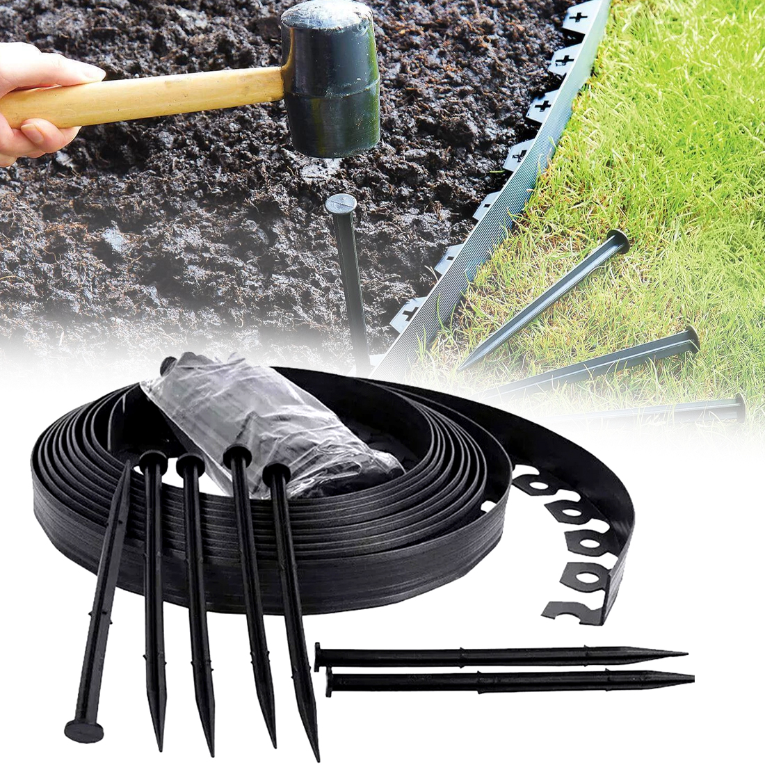 10-meter Outdoor Garden Boundary Lawn Isolation Stripedge Strip Send 30 Nails