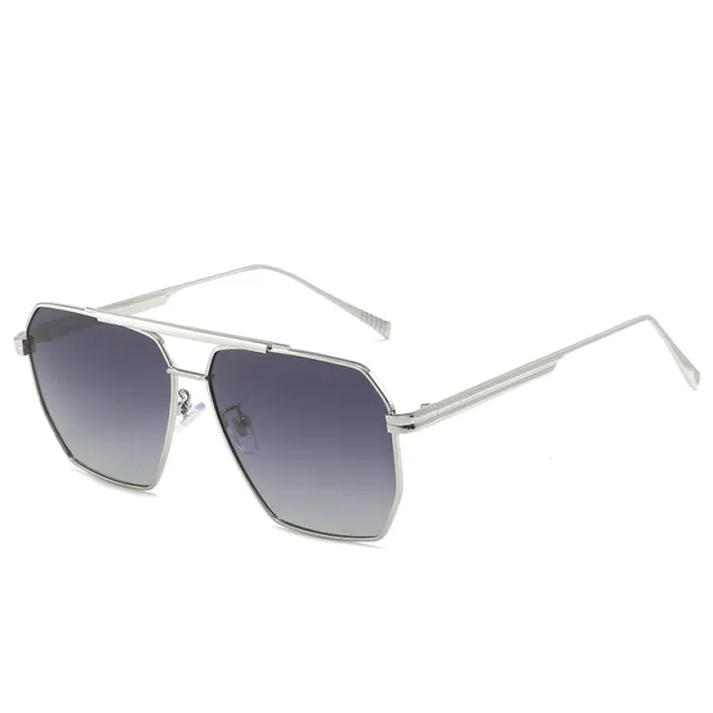 European And American Fashion Double Beam Polarized Glasses Silver Frame Gray Slice - Shop at LoveMi