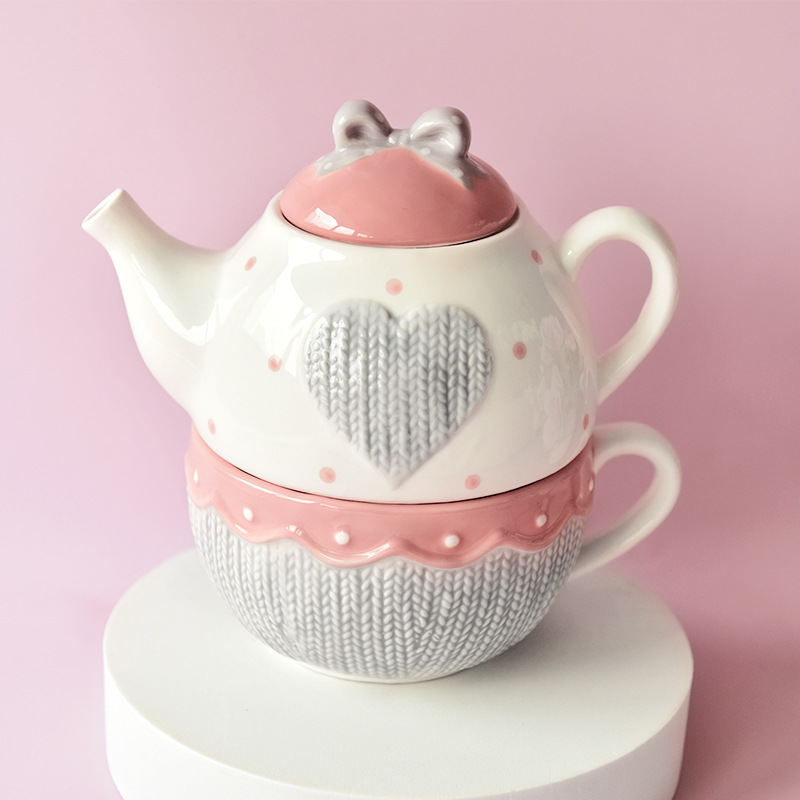 American Creative Teapot Coffee Cup Pot Ceramic Kettle Flower Tea Set