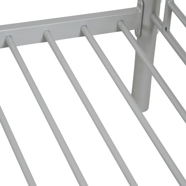 Iron Bed Bunk Bed with Ladder for Kids Twin Size Gray β photo 2