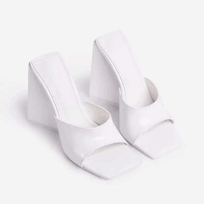 Square Toe Open-toe Tie-dye Bright Color Ultra-high Thick Heel Outer Wear Slippers Europe And America