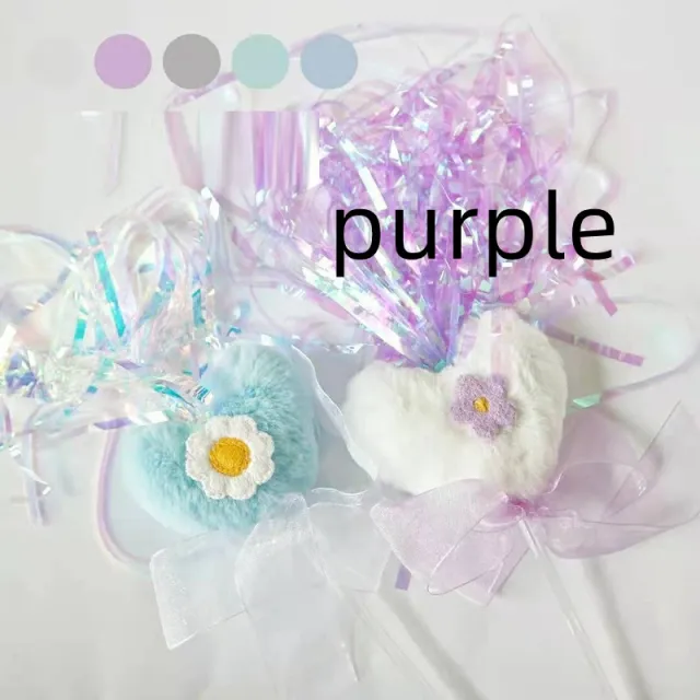 Plush Love Tassel Funny Cat Stick Toy Purple - Shop at LoveMi