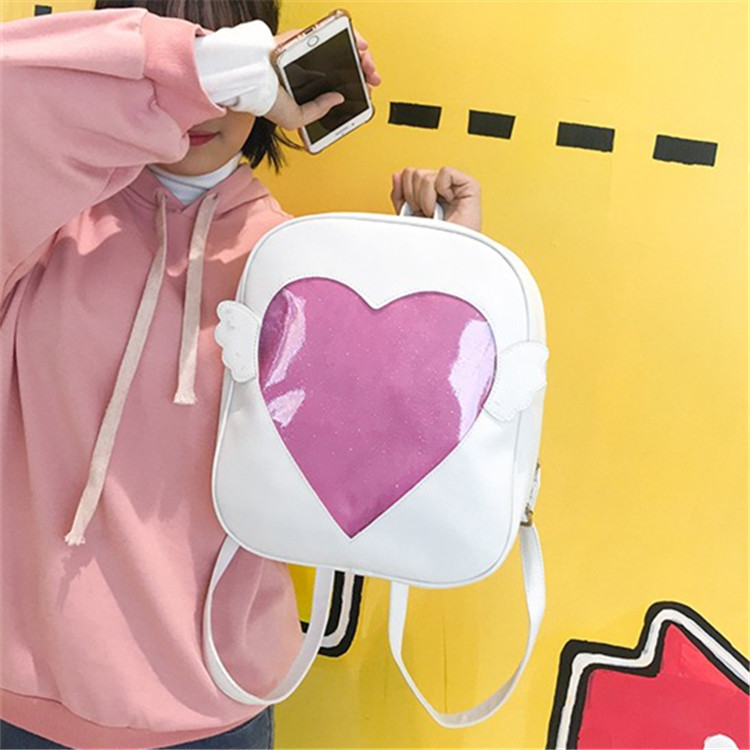 Transparent Cute Heart Window Soft Girl Backpack
