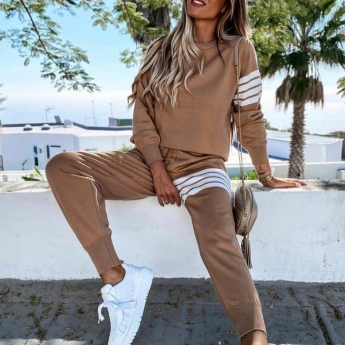 European And American Foreign Trade Women's Fashion Casual Sports Suit Two-piece Suit