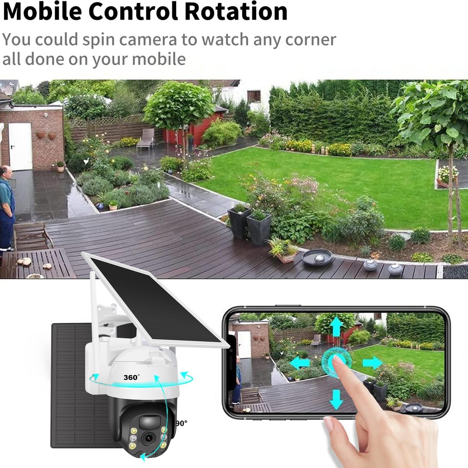 Solar Battery Powered Wireless WiFi Outdoor PanTilt Home Security Camera System