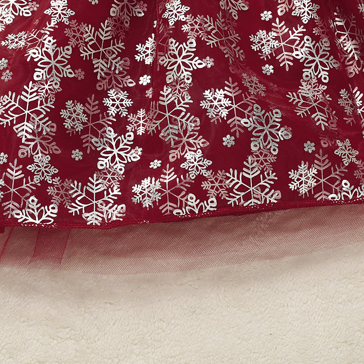 Printed Long Sleeve Round Neck Puffy Princess Dress