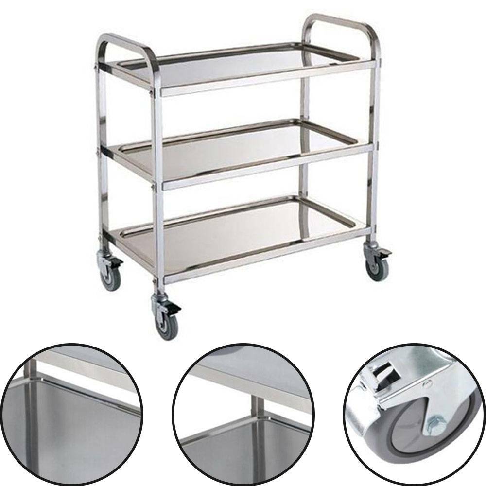 3 Tier Stainless Steel Trolley Cart Kitchen Restaurant Serving Catering Train UK — image 6