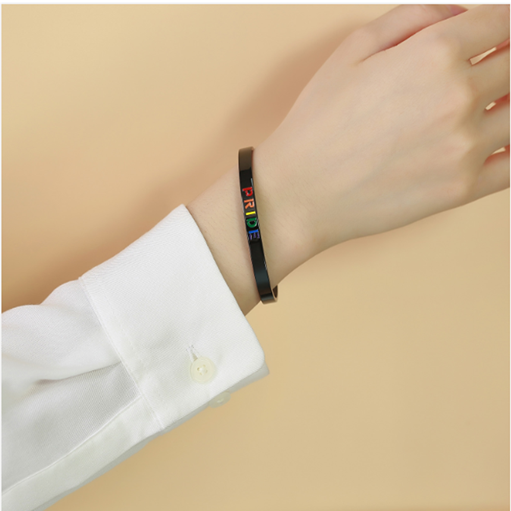 Stainless Steel LGBT English Bracelet Black