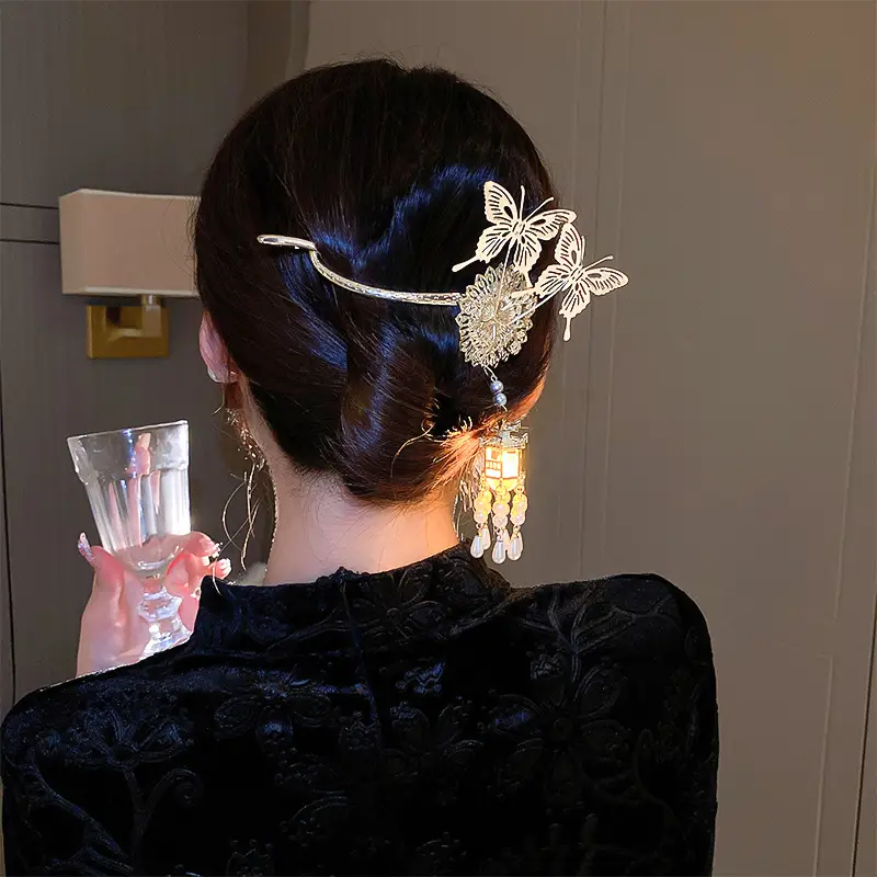 Personality Super Fairy Tassel Butterfly Pearl Hairpin