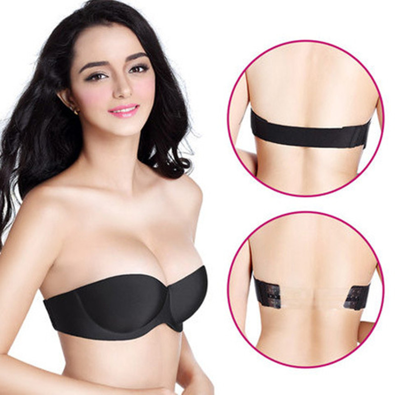 Title 4, Strapless Half Cup Glossy Invisible Bra lifts a...