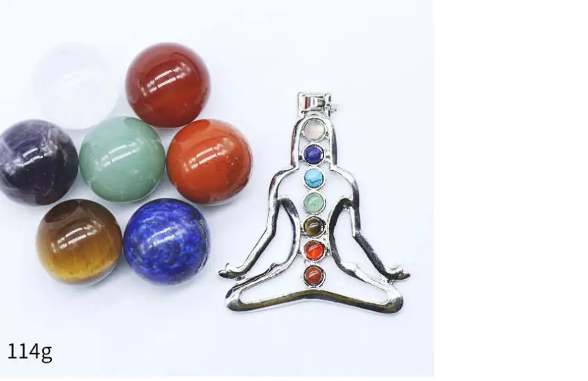 Seven Chakra Natural Energy Stone 20MM Round Ball Box