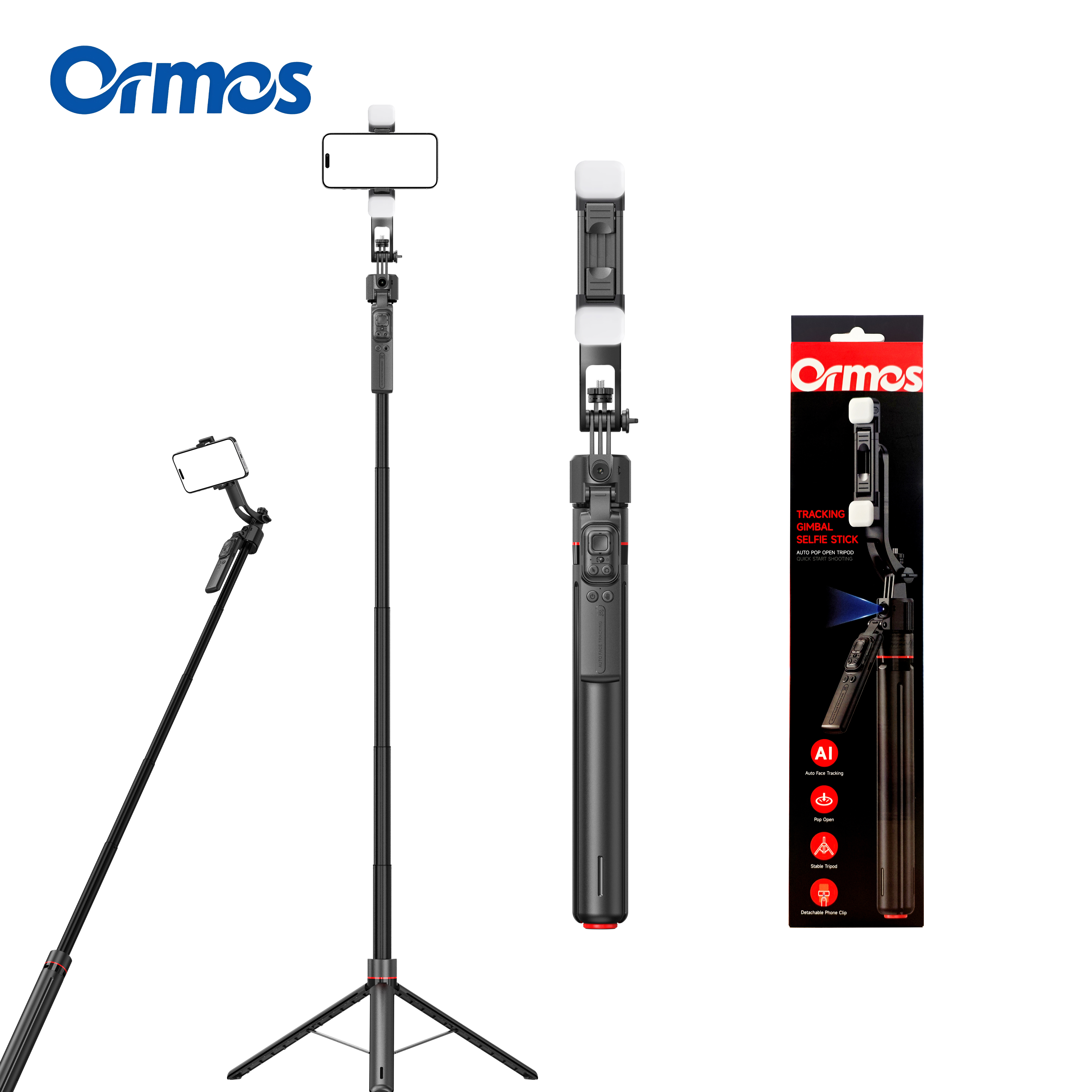 Auto Face Tracking Tripod, 360 Degree Smart Rotation Selfie Stick That Follows Movement, With Remote & Fill Light For Vlog, Live Stream, Video Recording, Universal For All Smartphones