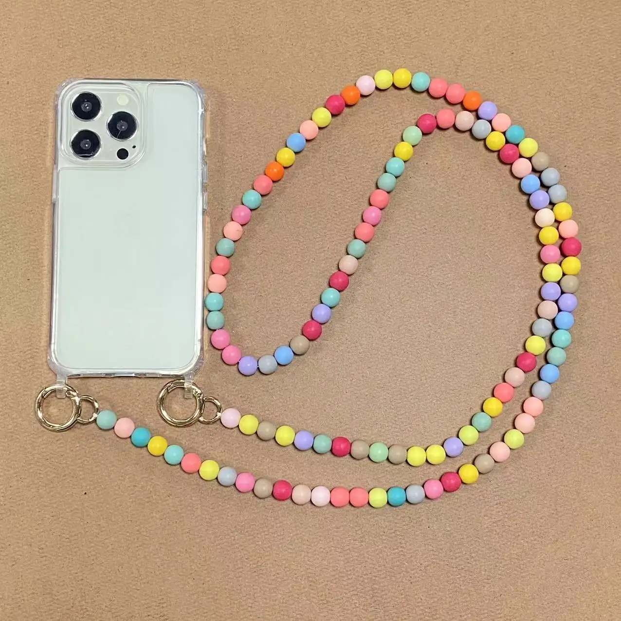 Silicone Pearl Hand Holding Chain Crossbody Detachable Chain Phone Case