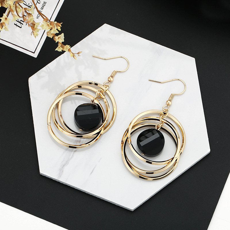 Circle Earrings Female Temperament Korean Exaggerated Long Earrings