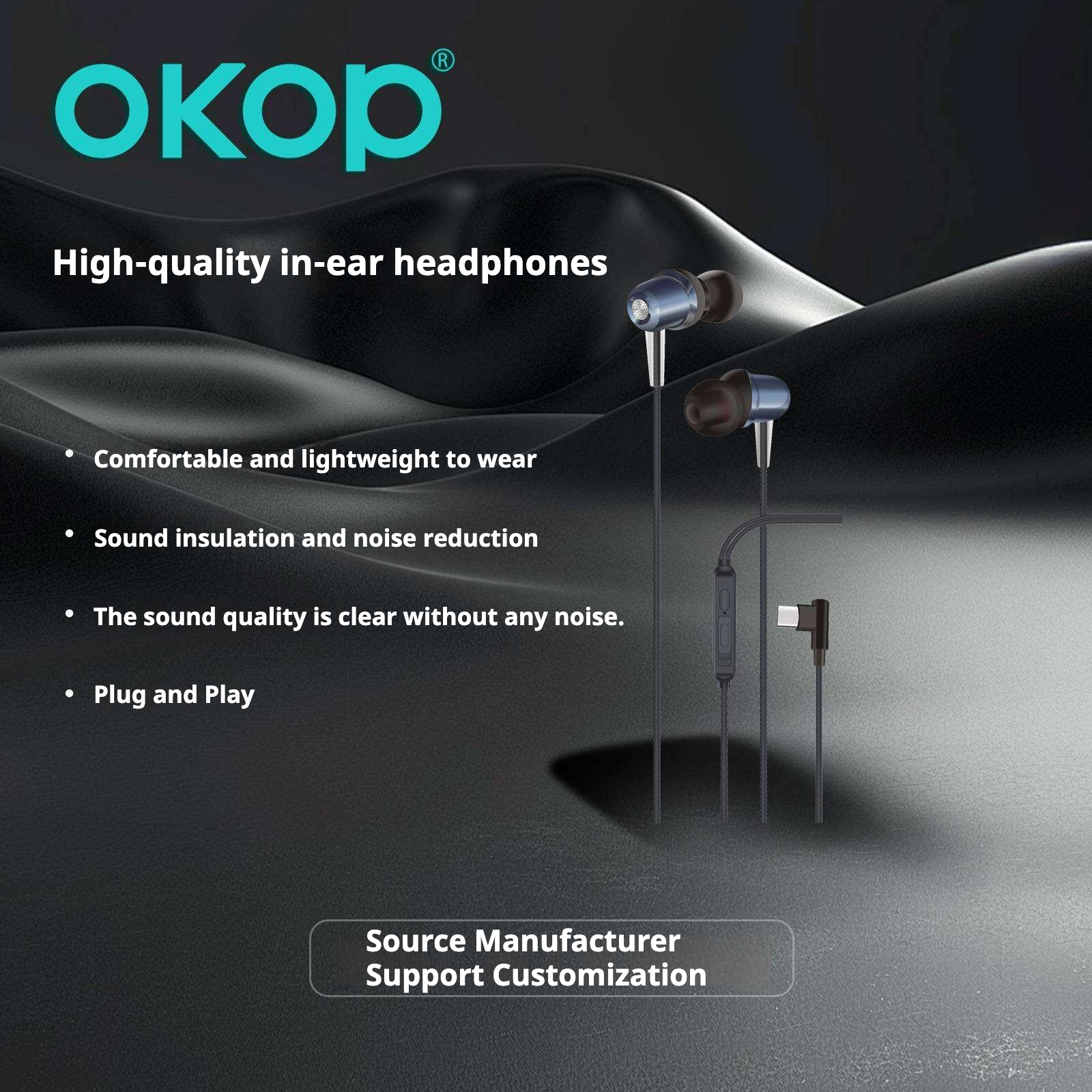 KP-243 New In-Ear USB-C Wired Earphones With In-Line Controls High Volume High Sound Quality Low Latency Music Gaming In Stock 3