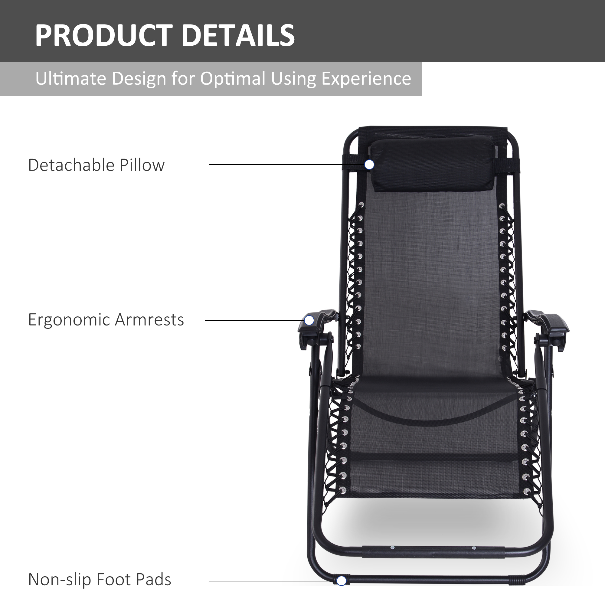 Zero Gravity Chair, Metal Frame, Teslin Fabric, Outdoor Folding Lounge — image 6