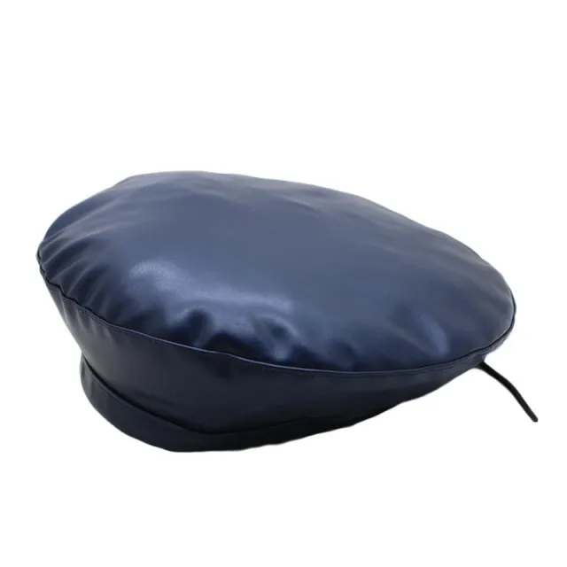 Fashion British Style Pu Leather Beret Navy Blue - Shop at LoveMi