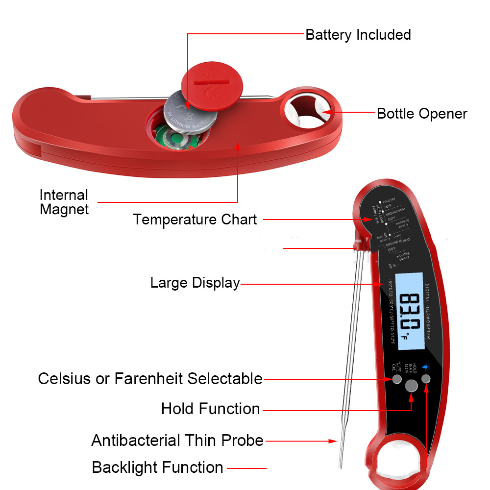 Title 2, Temperature Measurement Food Barbecue Thermometer