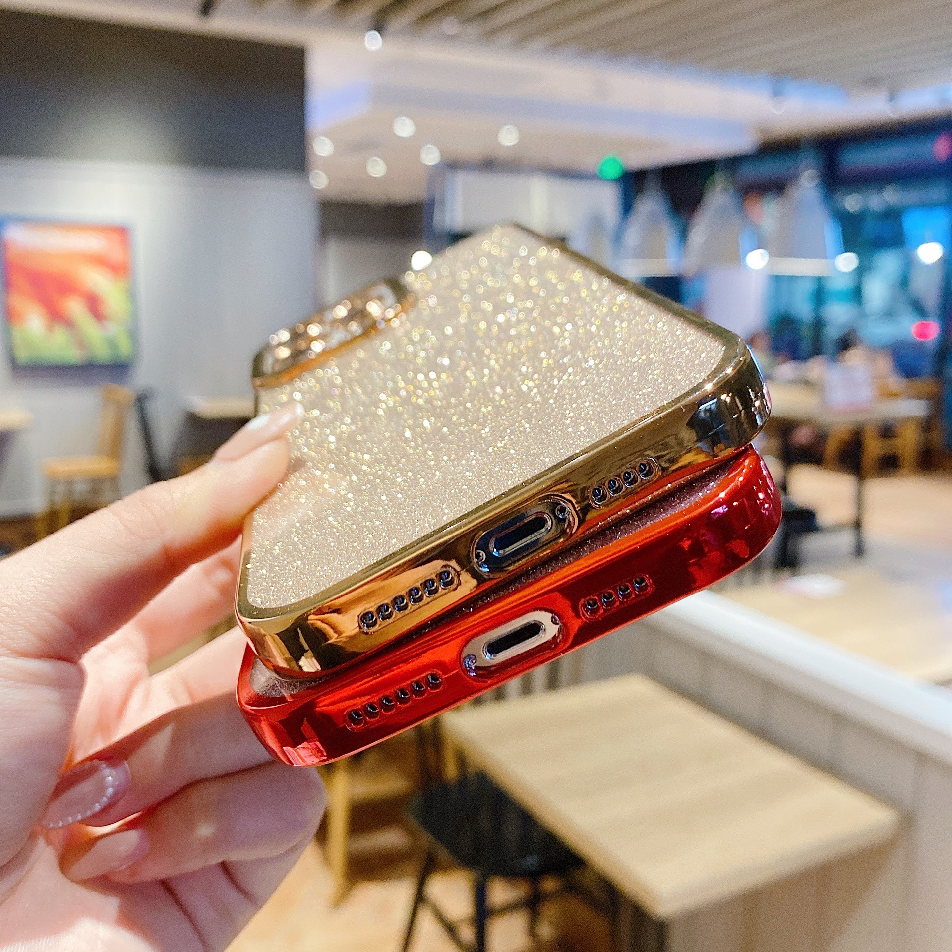 Glitter Plating Straight Edge Phone Case - Image 9