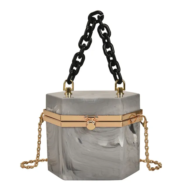 Box Bag Acrylic Candy Color Portable Chain Messenger Dinner Bag Grey - Shop at LoveMi