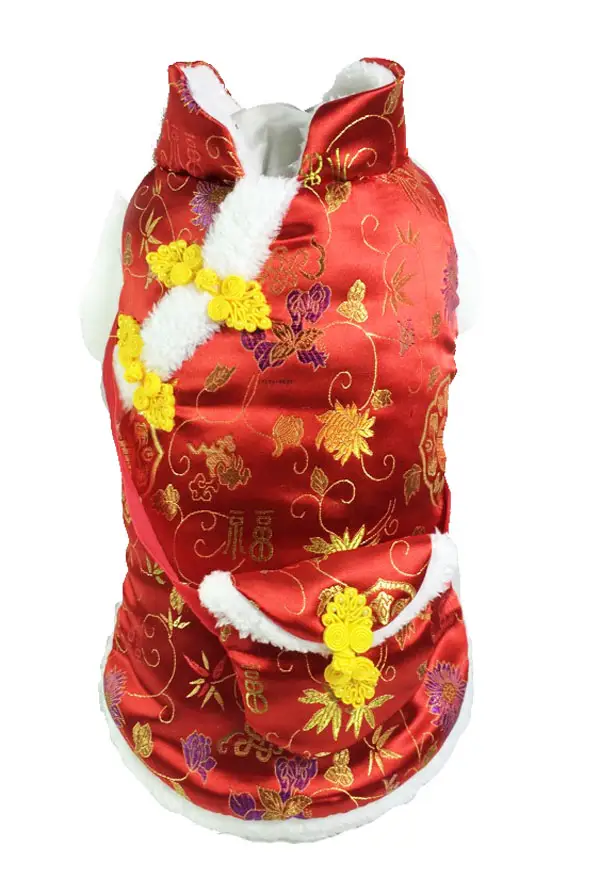 New Year Chinese Style Pet Clothes Dog Red Envelope Bag Tang Dress