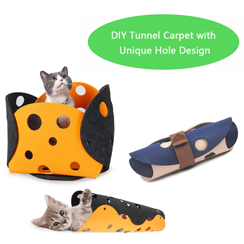 Cat Tunnel Toy Felt Pom Splicing Deformable