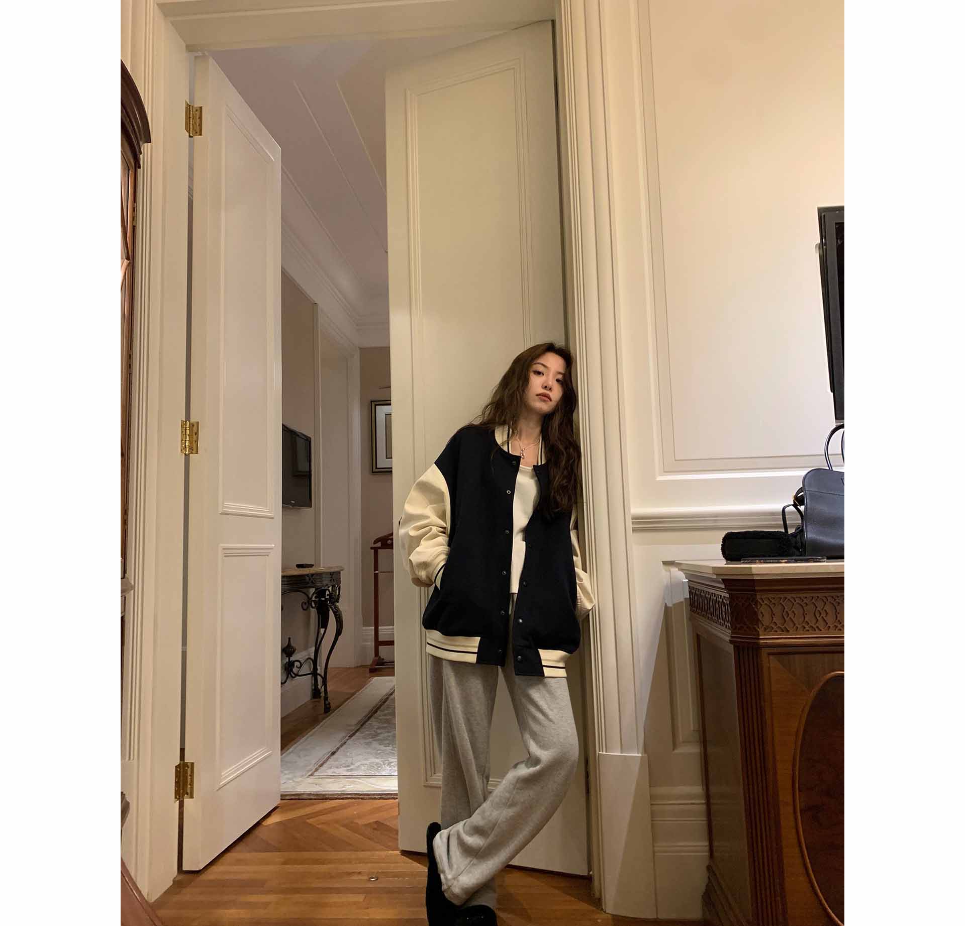 Retro Color Block Baseball Uniform Jacket