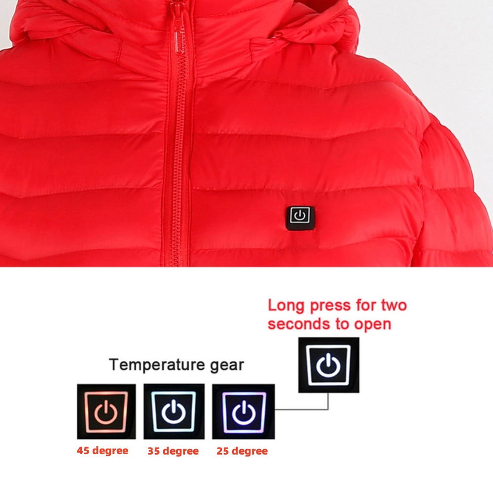 Winter Smart Couples Constant Temperature Cotton Clothing USB Electric Heating Women Heated Jacket Coat USB Electric Jacket Cotton Coat Heater Thermal Clothing Heating Vest Men's Clothes Winter