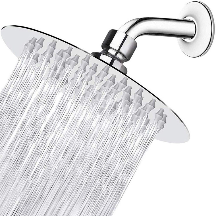 6 Inch Stainless Steel Round And Thin Supercharged Water-saving Mirror Top Spray Shower Nozzle