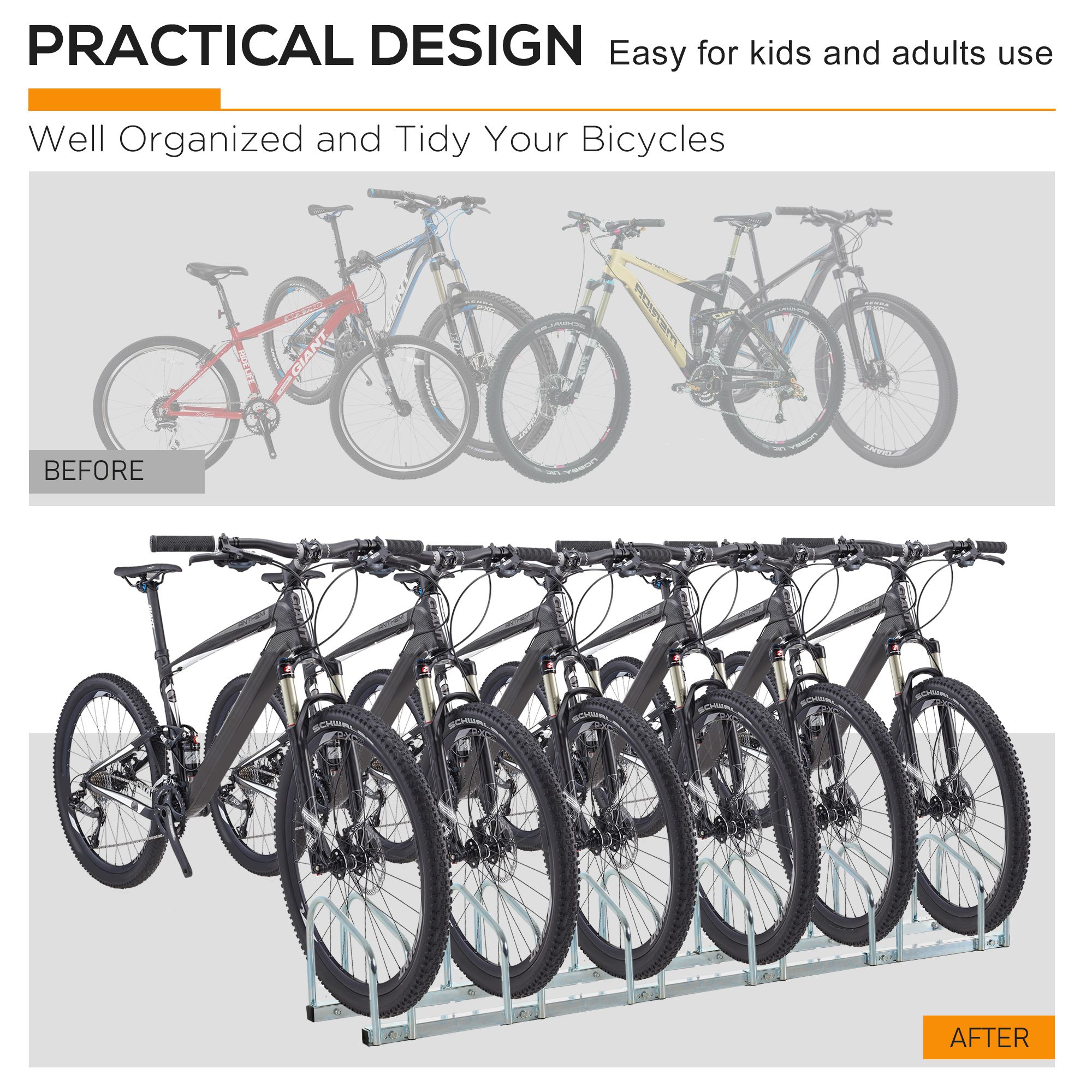 Bicycle Rack Parking Floor Or Wall Mounted Storage Locking 179L X 33W X 27H 6 — image 7