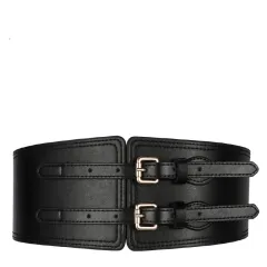 Coat Decorated With A Wide Waistband, Women's Waist Elasticated Elastic Belt - Black - View 1