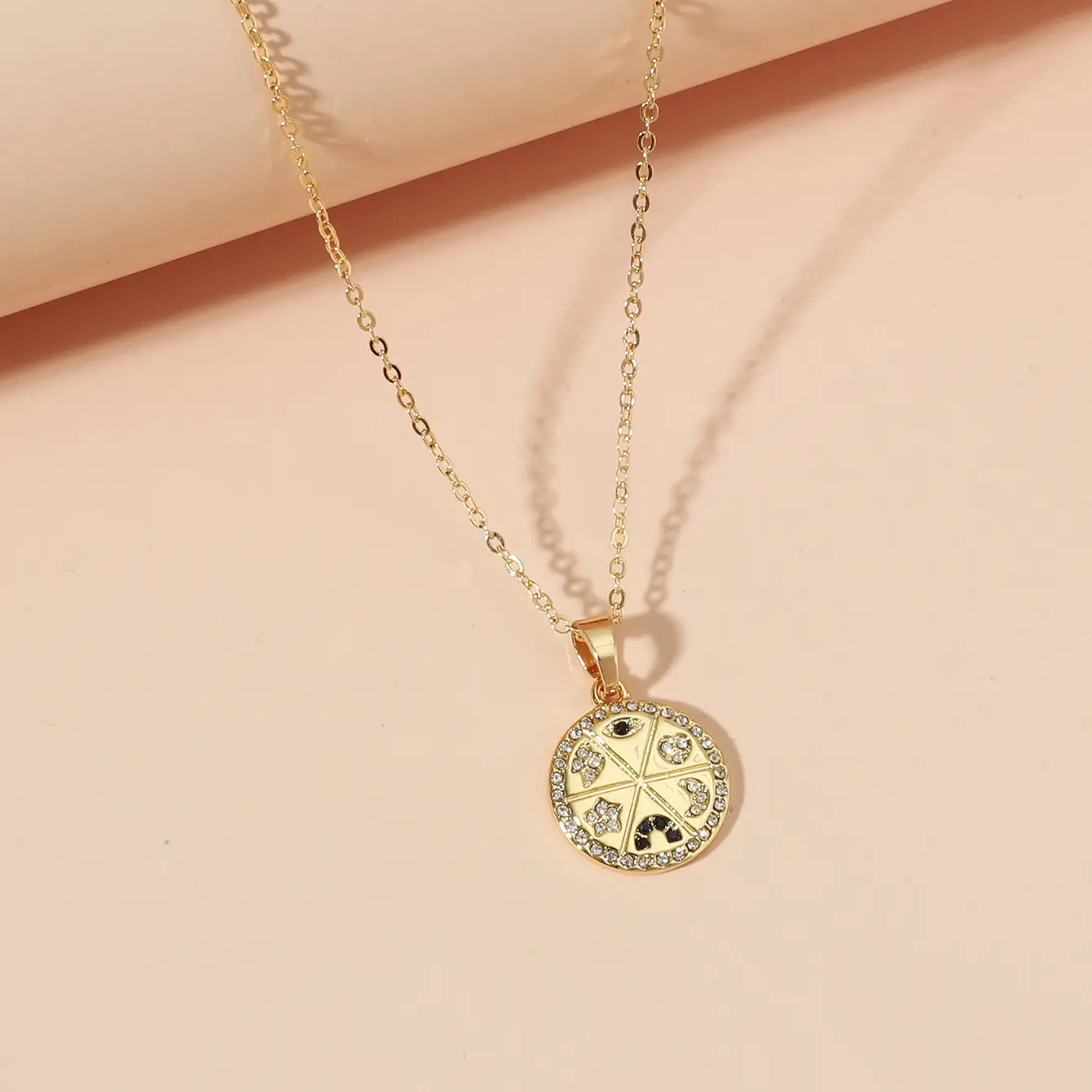Women's Zodiac Pendant Necklace with Rhinestone Embellishment