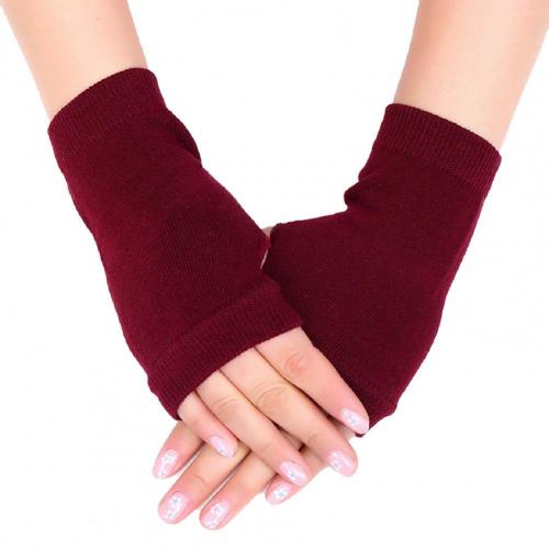 Cold Protection Half Finger Internet Antifreeze Gloves – Wine Red, One size