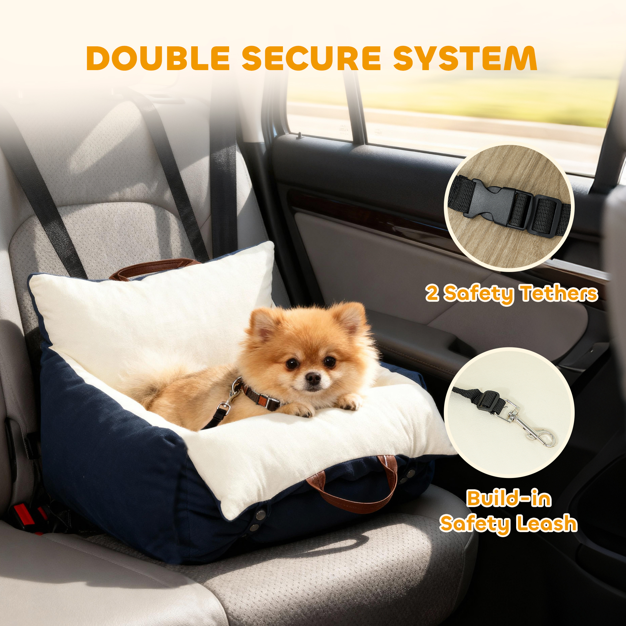 Dog Car Seat, Cosy Pet Booster For Small Under 5 KG, Portable Travel Bed — image 3