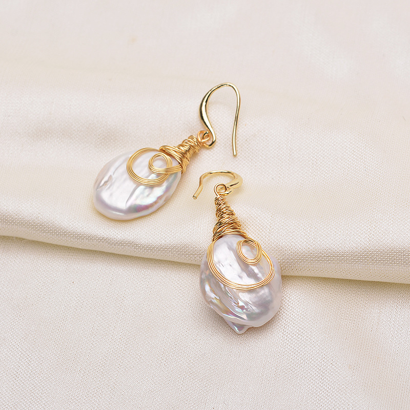 Natural Freshwater Baroque Pearl Drop Earrings