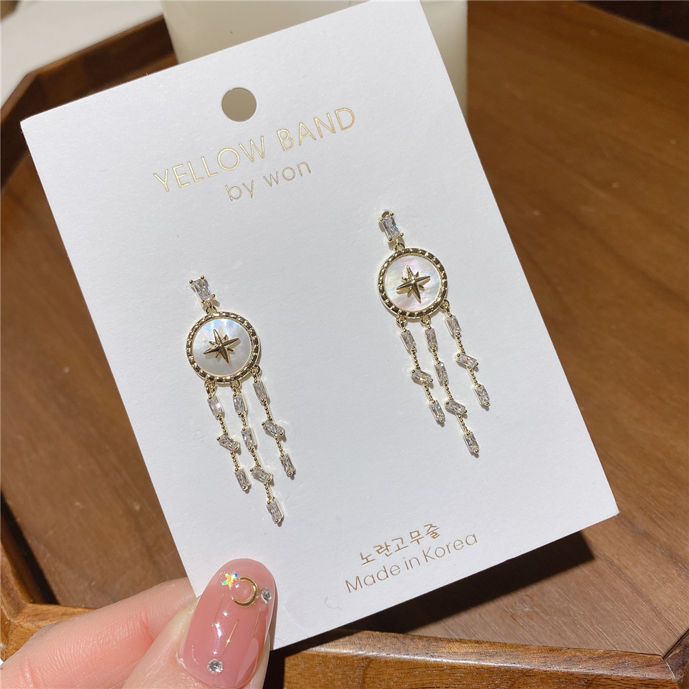 925 Silver Needle Zircon Light Luxury Earrings Ladies Style Net Red Tassel