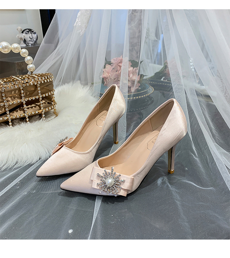 Champagne Dress High Heels Stiletto Crystal Bridesmaid Wedding Shoes