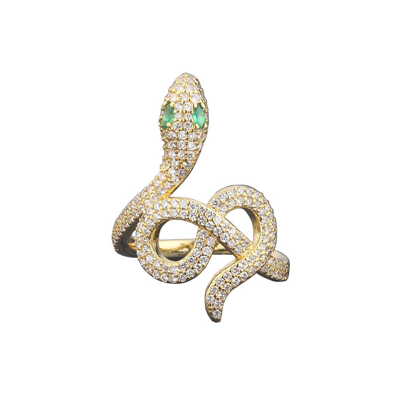 Personalized Light Luxury Snake-shaped Full Diamond Ring