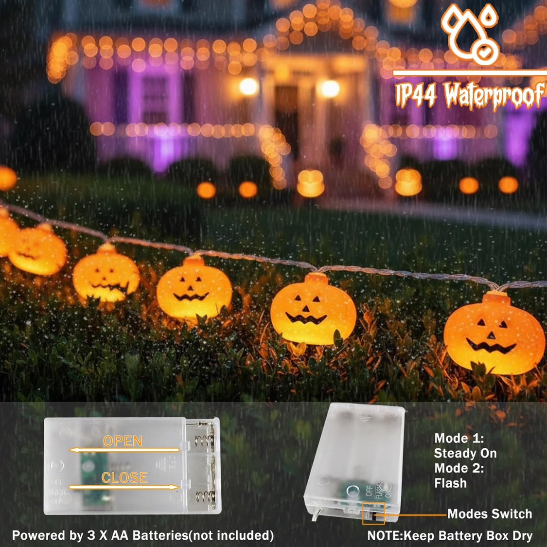 Decorations Pumpkin String Lights  20 LED 10 FT 3D Cute Waterproof — foto 7