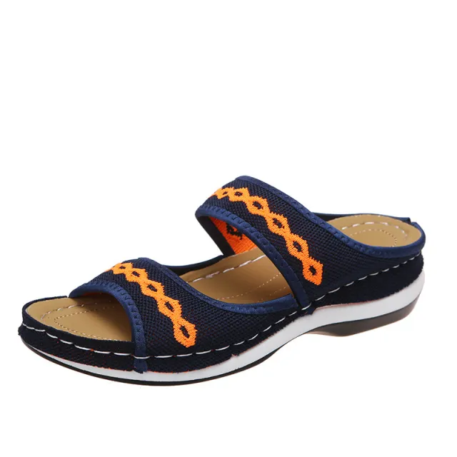 Women's Sandals Retro Wedge Slippers Outdoor Summer Blue - Shop at LoveMi