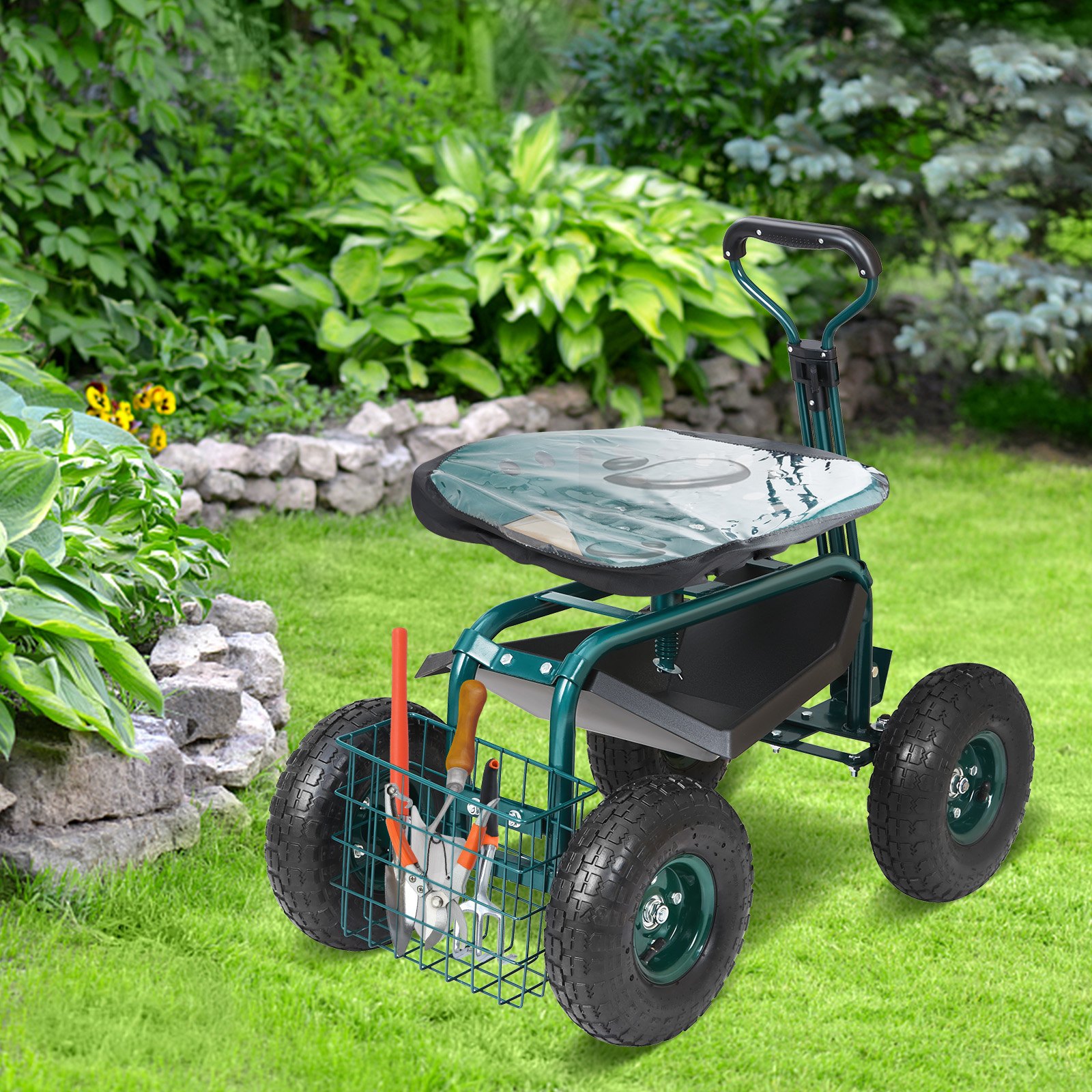 VEVOR Garden Cart Rolling Workseat With Wheels, Gardening Stool For Planting, 360 Degree Swivel Seat… image 4
